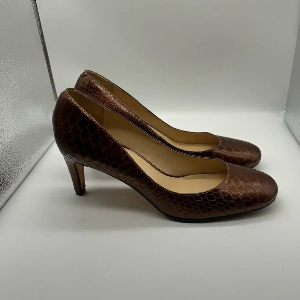 Talbots Leather Snakeskin Pumps in Bronze Size 7B